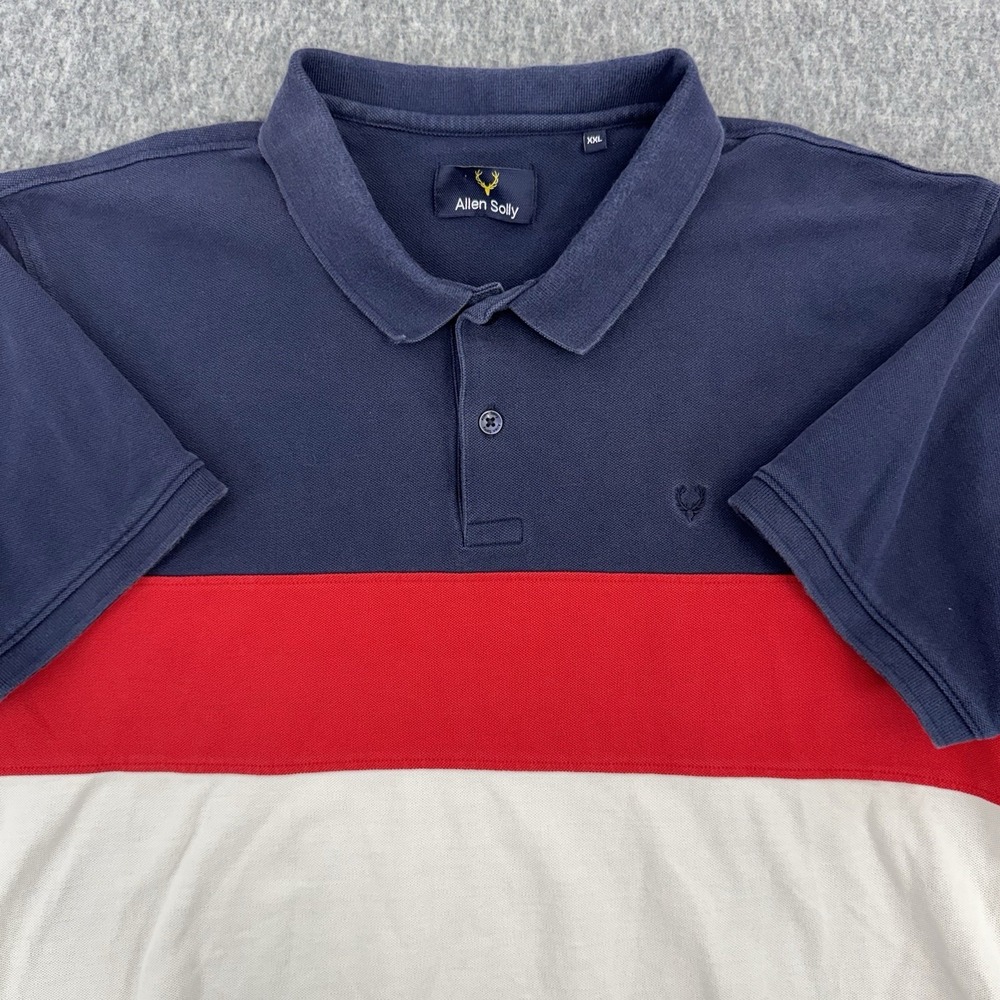 Allen Solly Polo Shirt Colorblock‎ Navy Red White XXL Cotton Mens